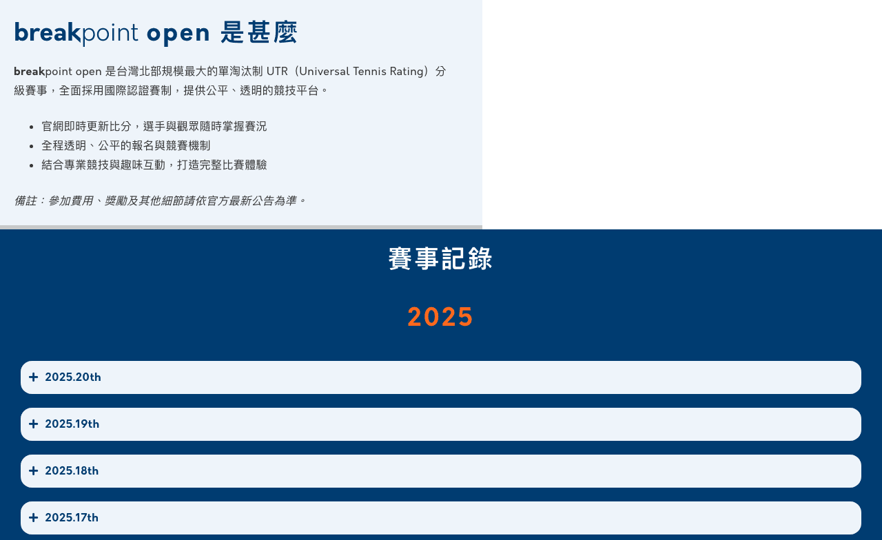 breakpoint open 官網介紹與賽事記錄
