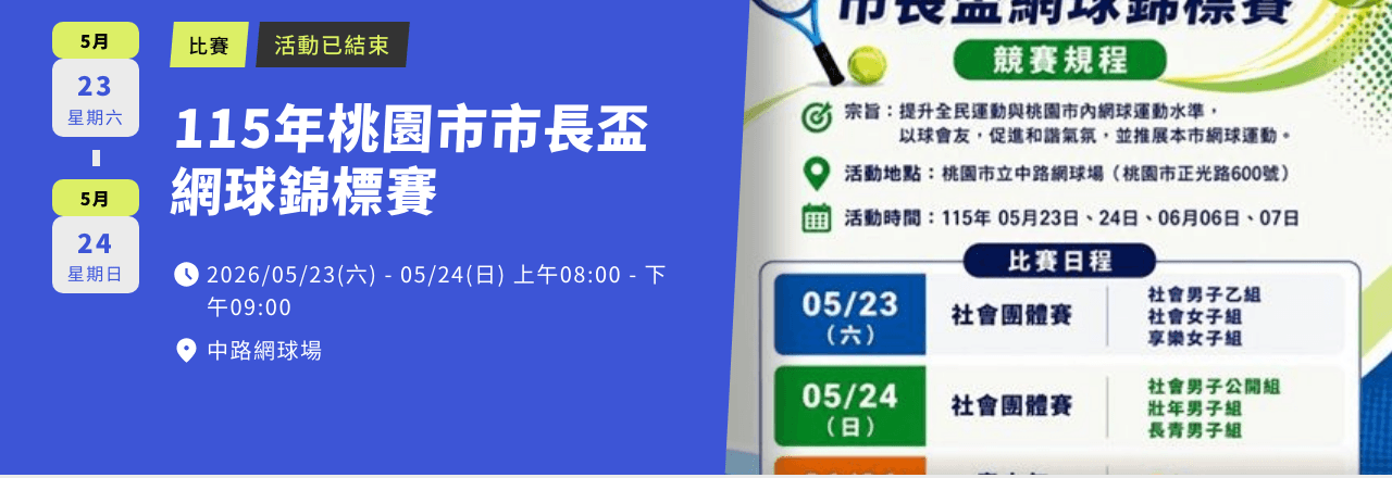 桃園市網球協會市長盃活動頁