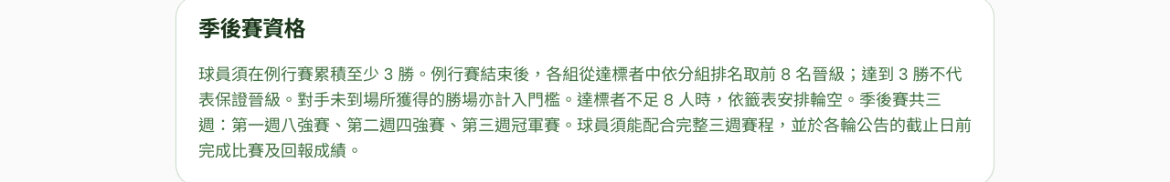 Flex 聯賽規則的季後賽資格
